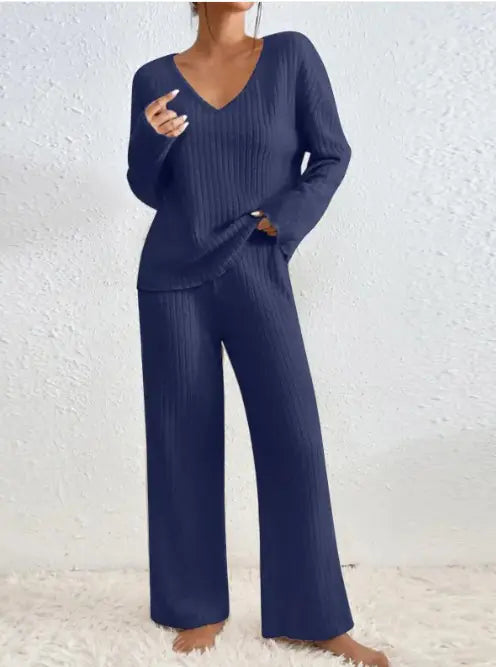 Autumn Ribbed Knit Loungewear Set