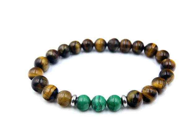 Elegant Malachite & Tiger Eye Beaded Bracelet