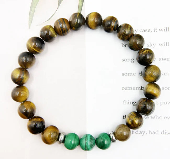 Elegant Malachite & Tiger Eye Beaded Bracelet