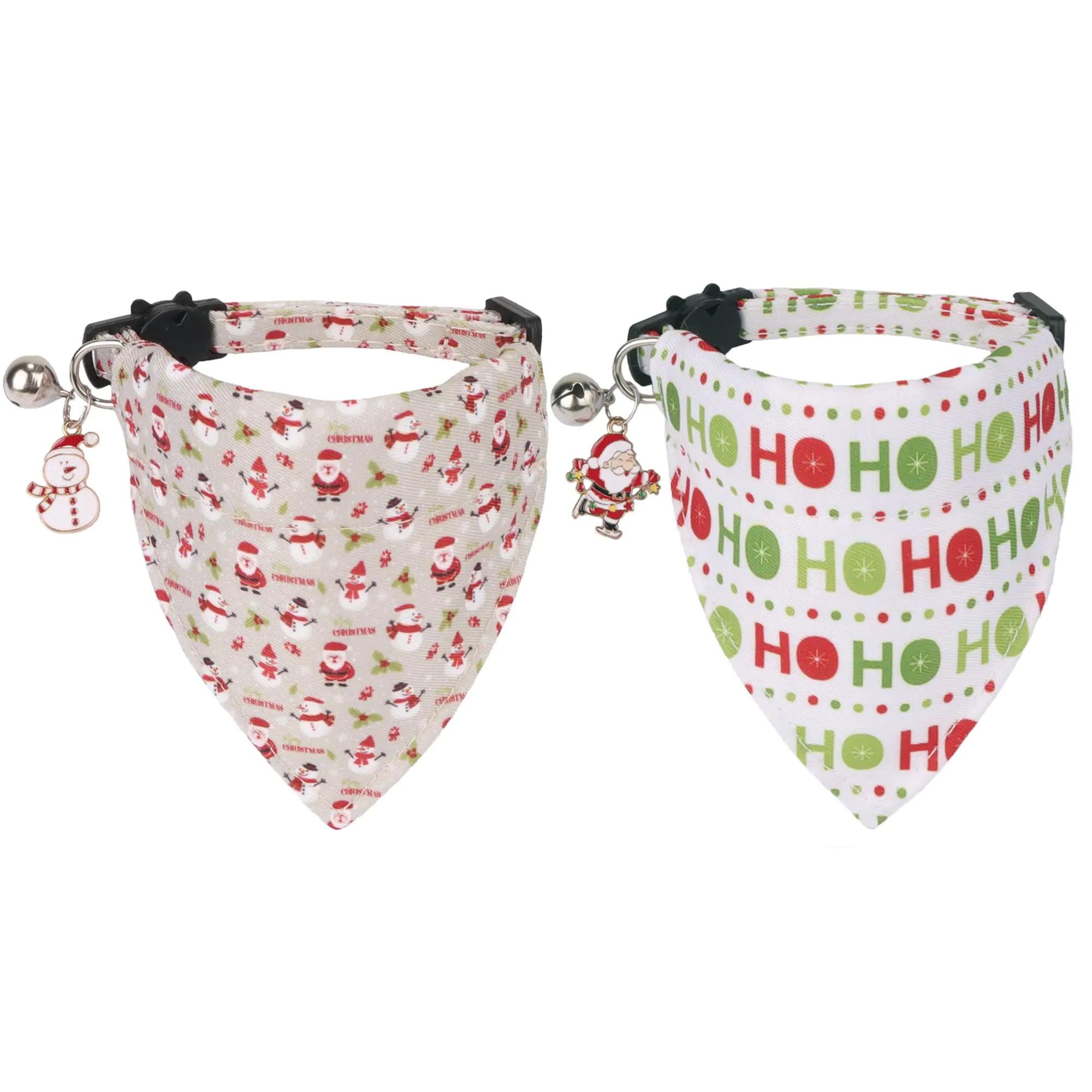 ADOGGYGO Christmas Cat Collar with Bandana 2 Pack Christmas Kitten Bandana Collar Christmas Bandana Collars for Cat Kitten (Christmas)