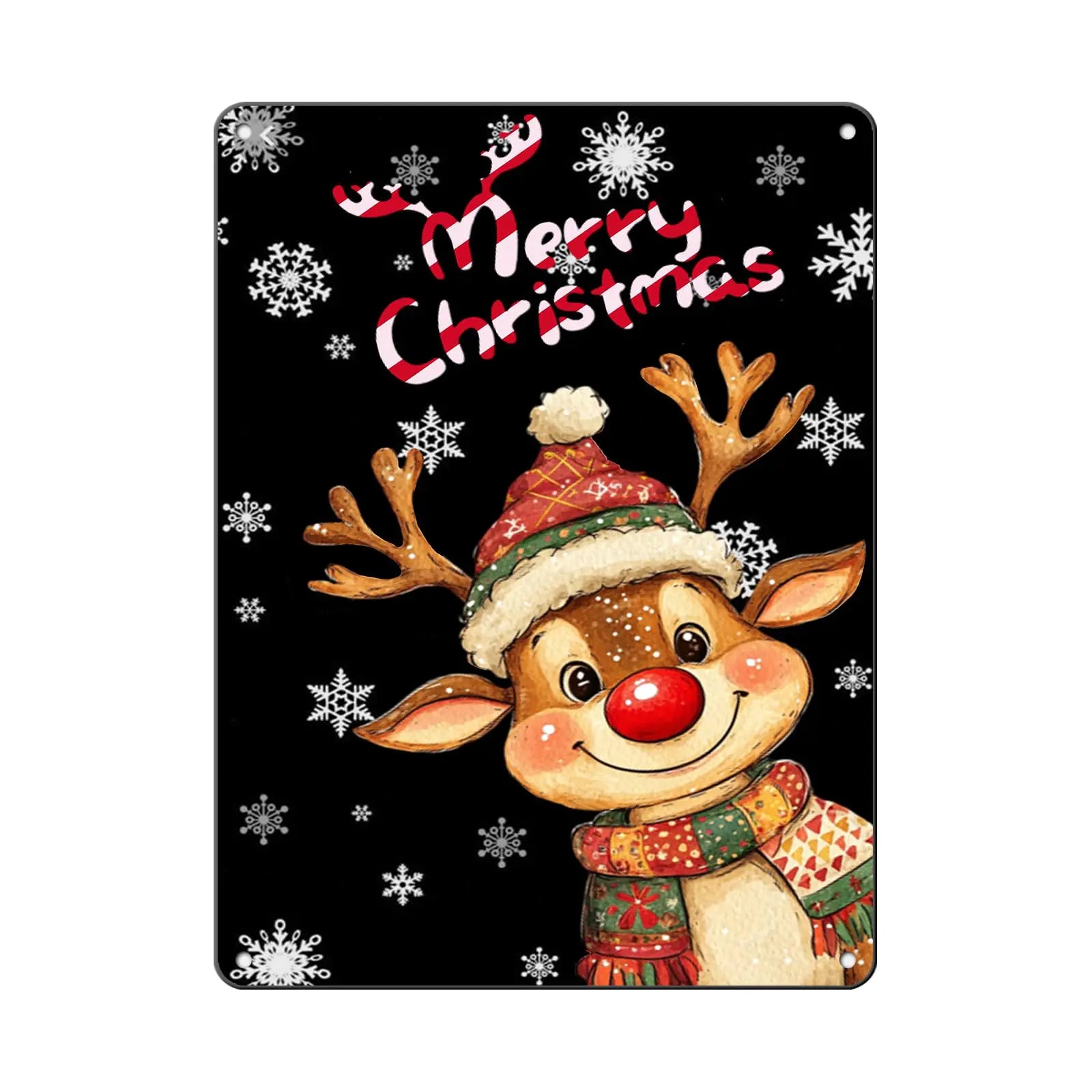 GJXFTPTTBD Christmas Reindeer Metal Tin Sign Merry Christmas Sign Funny Christmas Tin Sling Christmas House Decoration for Outdoor Indoor Christmas Winter Wall Decoration 12x16Inch